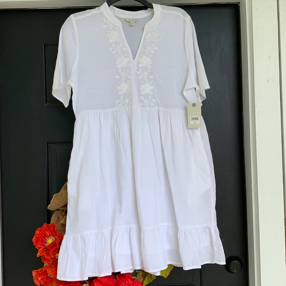 NWT Lucky Brand White Cotton Lined Babydoll Dress